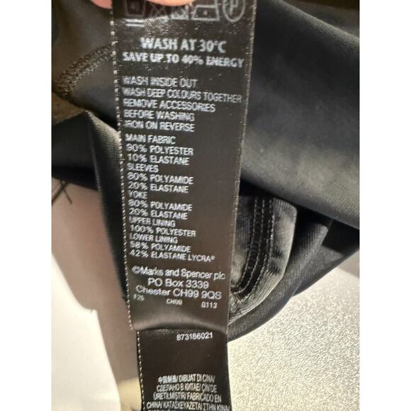 M&S Black Velvet Long Sleeve Secret Support Dress Sz US 8 Wednesday Addams Goth - Picture 8 of 13